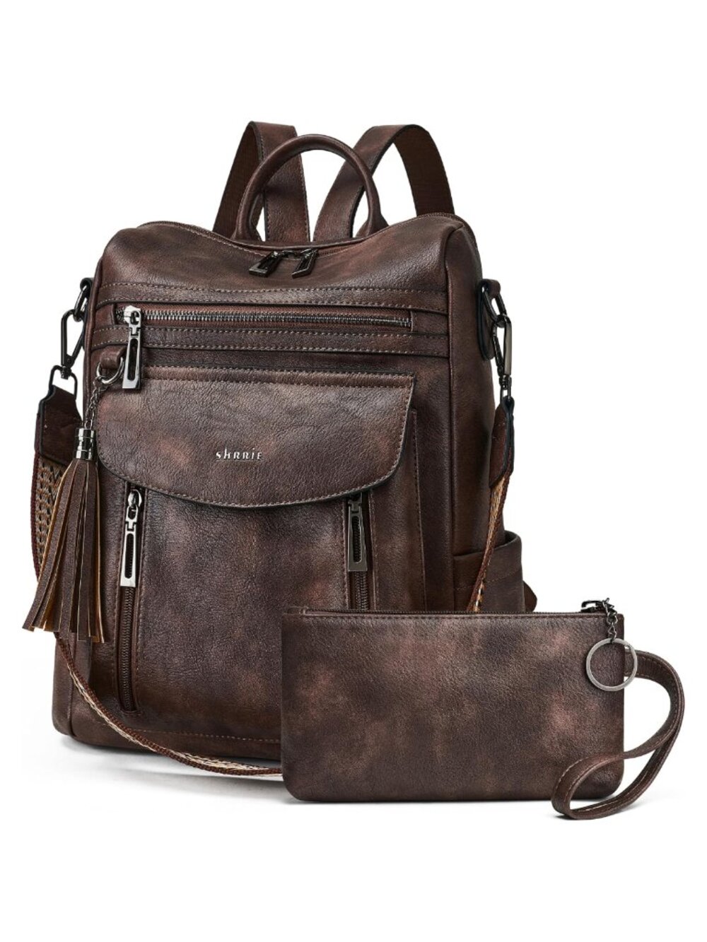 Faux Leather Backpack Purse for Women Convertible Shoulder Handbag with